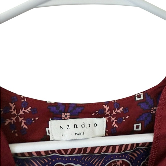 Sandro Paris Dilone Wrap-Effect Printed Voile Playsuit - Picture 5 of 11
